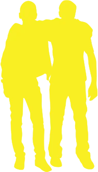 graphic of 2 figures with arms around each other